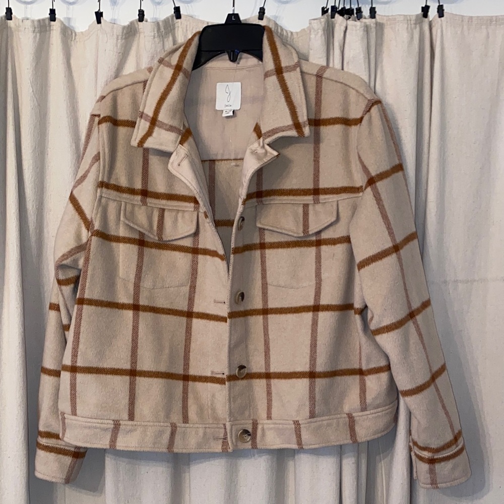 Joie Beige Plaid Jean Jacket